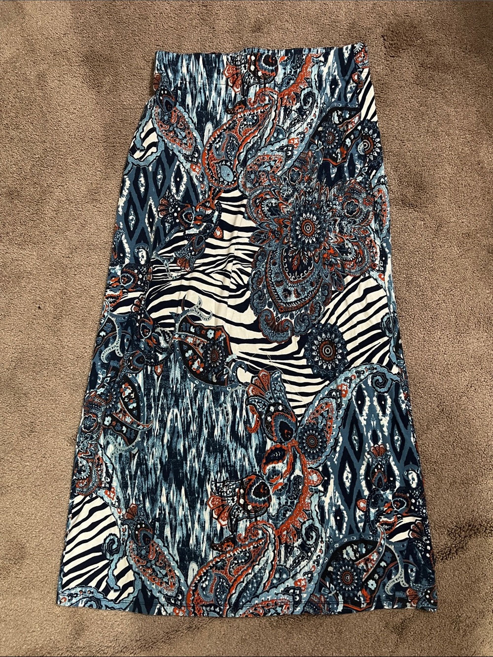 Chico’s knit boho pattern colorful maxi skirt